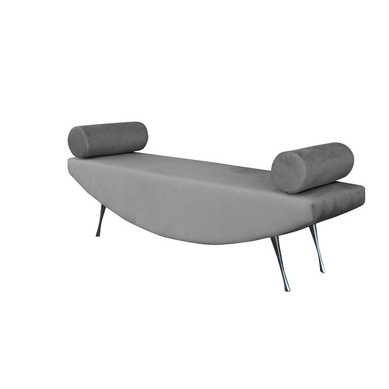 Orient Fabric, Faux Leather Upholstered Bench, Grey