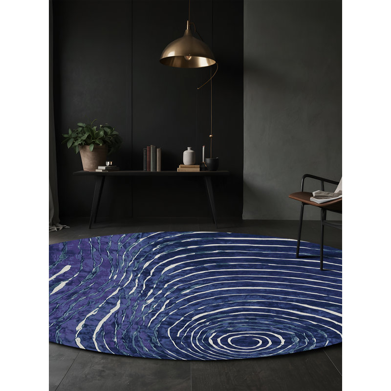 Machine Washable Gray Area Rug, Round 4'
