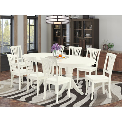 Marhta 9 - Piece Rubberwood Solid Wood Dining Set