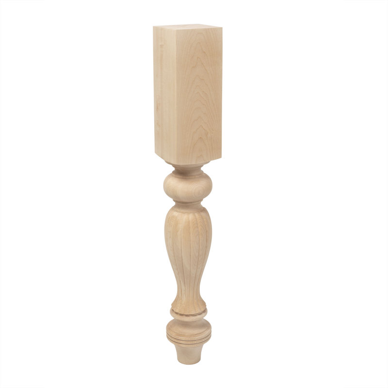 Unfinished Hard Maple French Kitchen Island Leg 35.25" High