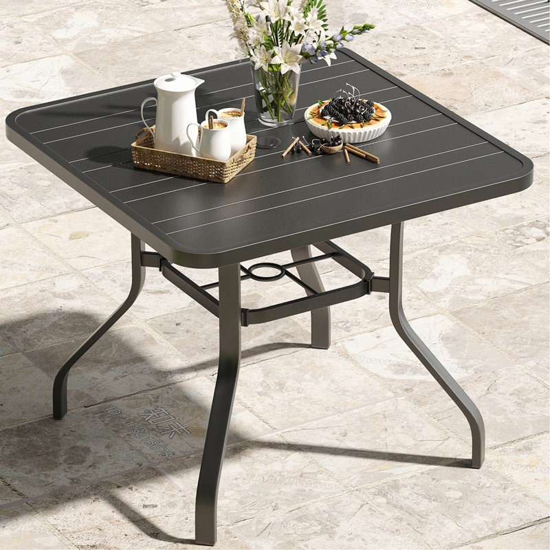 Patio Dining Table 35"X35", Square Outdoor Dining Table With 1.57" Umbrella Hole, Metal Outdoor Furniture For Patio, Graden, Backyard And Poolside, Weather-Resistant