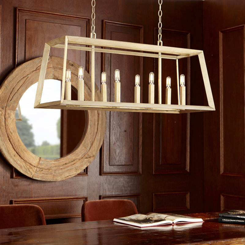 Hyperion 8 - Light Chandelier, Aged Silver Leaf
