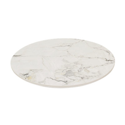 24" Round Sintered Stone Table Top in White Marble Color (Glossy)