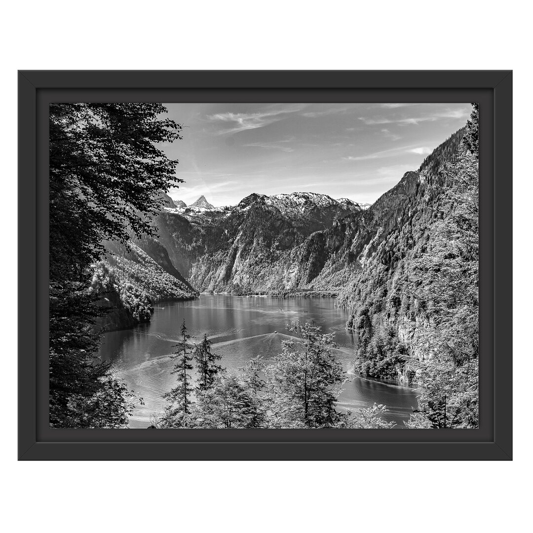 Gerahmtes Wandbild Blick auf den Königssee Kunst B&W