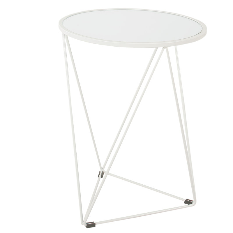 Chylie Mirrored Glass Top End Table, White