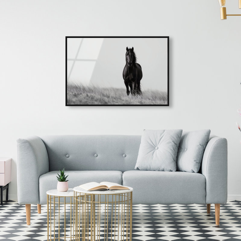 Lone Stallion I Print, 21" H x 31" W, Black Floater Frame