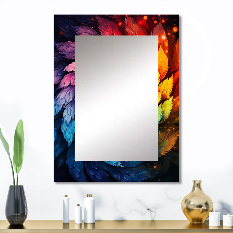 Fractal coloréFloral Spiral III - miroir mural unique Fractal, miroir moderne, impression d'art en métal, 32 po x 24 po