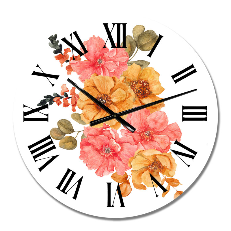 Bouquet d'automne de fleurs et de feuilles d'automne - Horloge murale traditionnelle, Petit