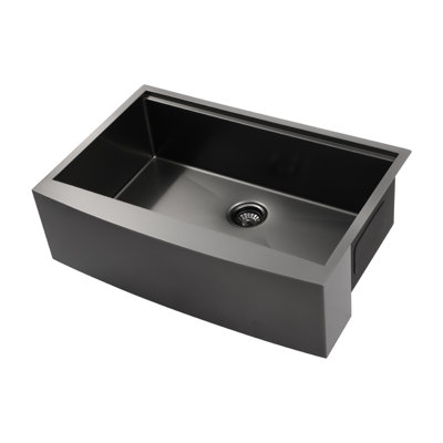 33X22x10" Stainless Steel Workstation Kitchen Sink With Apron - Matte Black, Treatment, Keep Hygienic Single Bowl Soundproof Design, Reduce Noise In