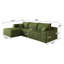 Canapé modulaire 103 pouces Cloud, velours côtelé moelleux vert, siège en L profond, aucun assemblage requis-133247956