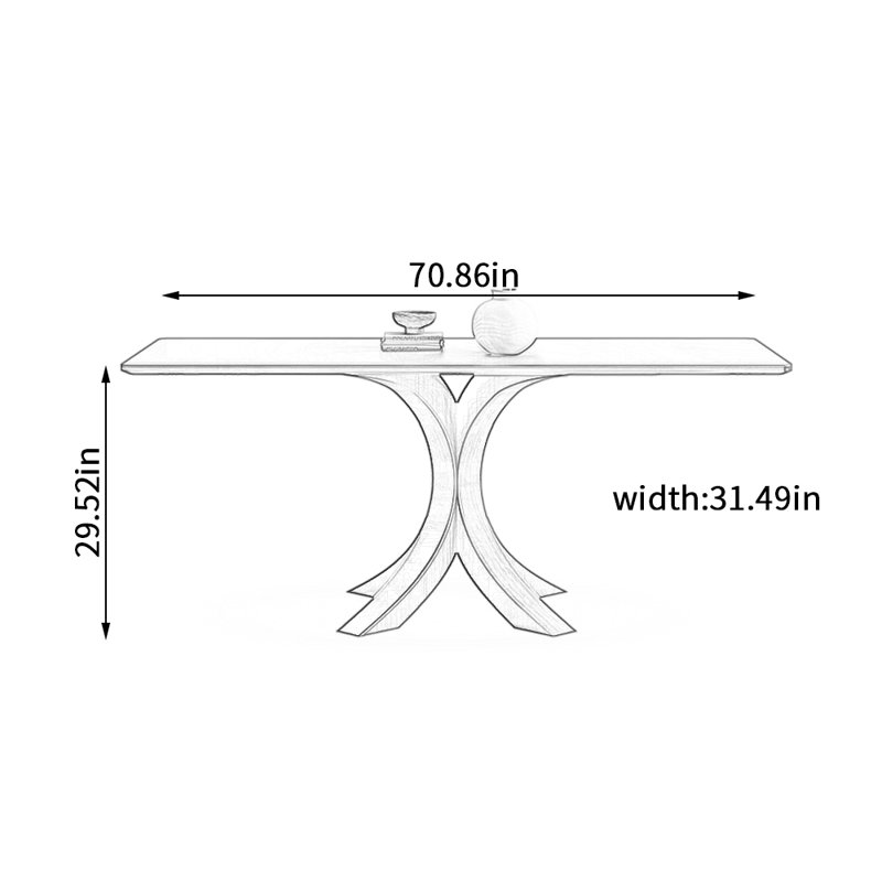 Durable Pure Black Rock Slab Dining Table, 29.52"H x 70.86"L x 31.49"W