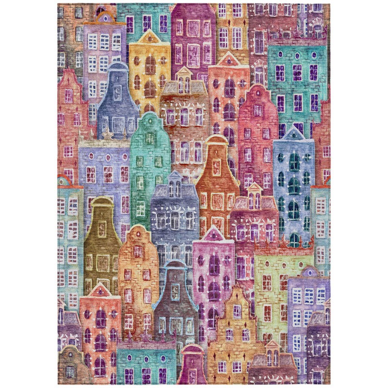 Tapis intérieur / extérieur lavable 3 'x 5' Blue Village