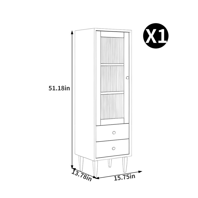 Balai, Chêne, (3 tablettes) H 51,18 po x l 15,75 po x P 13,78 po