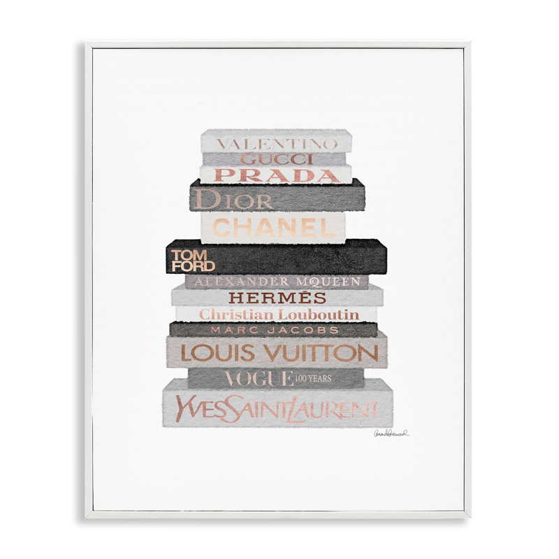 «Bookstack», reproduction, H 20 po x l 16 po, Giclée encadrée blanc bord de mer