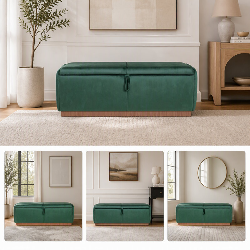 Repose-pieds Velours, Vert, Green