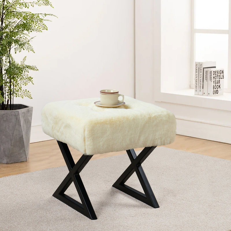 Kabria Upholstered Ottoman, Antique White
