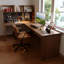 Nut-brown L-Shaped Solid Wood writing desk-118509564-118509560