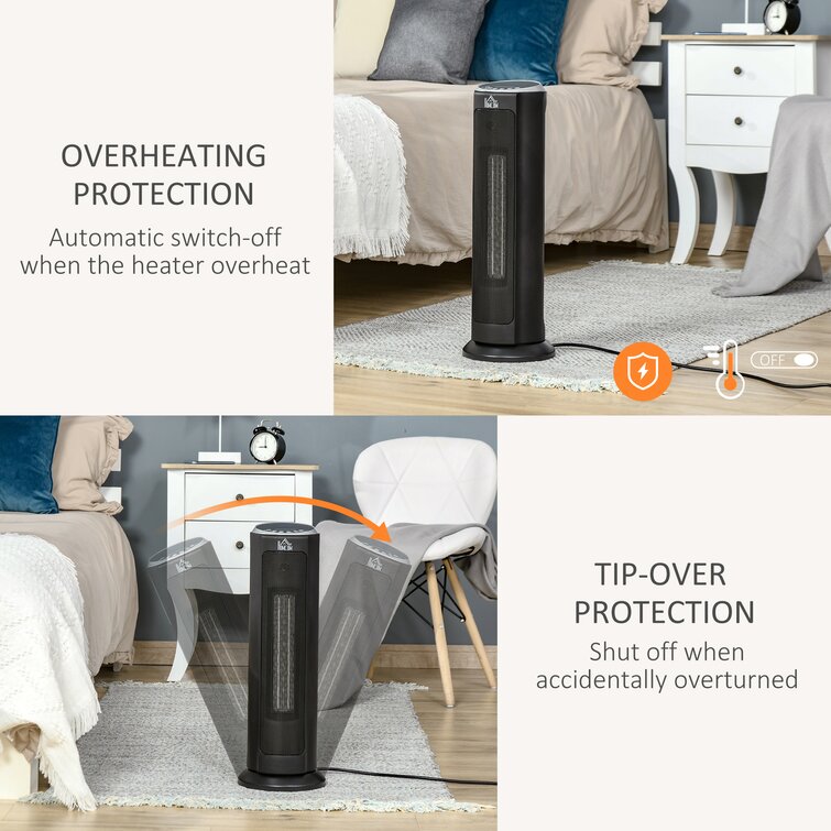 BLACK+DECKER Portable Heater for Rooms up to 161 Sq. Ft., Oscillating Space  Heater & Heater for Bedroom with Overheat Protection, Small Heater with