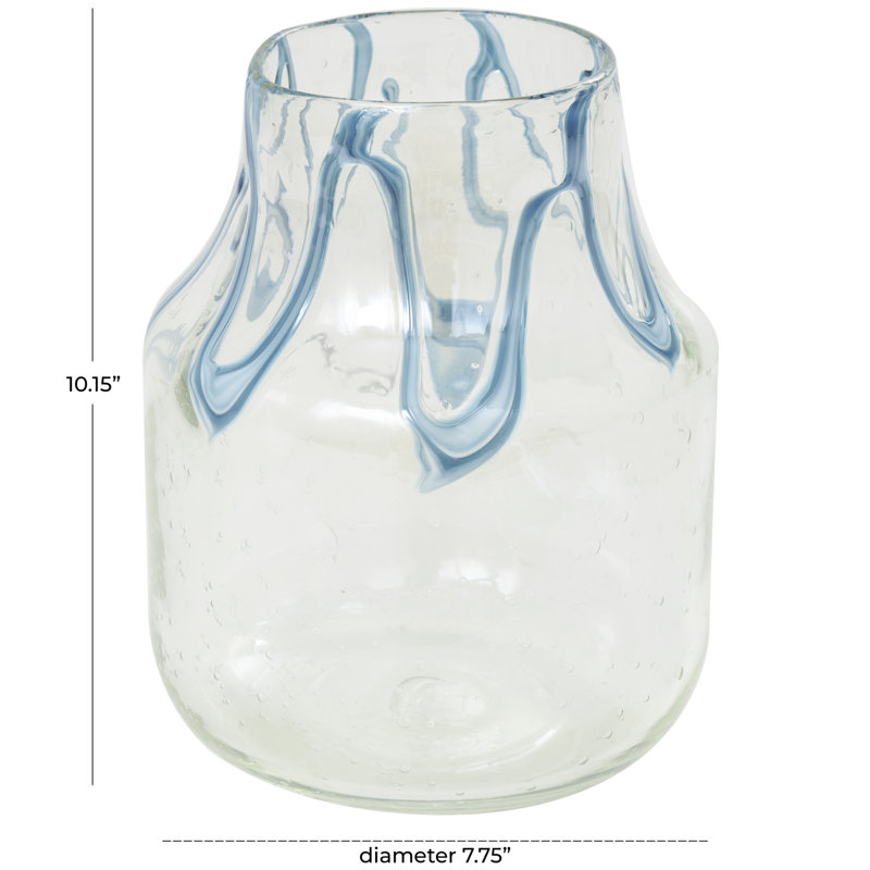 Handmade Clear and Blue Glass Decorative Table Vase