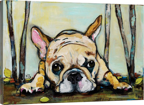 «french bouledogue print, H 24 po x l 36 po x P 1,5 po, Toile