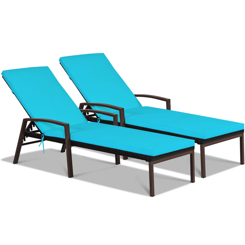 Kestrel Outdoor Metal Chaise Lounge , Cushion Included, Blue
