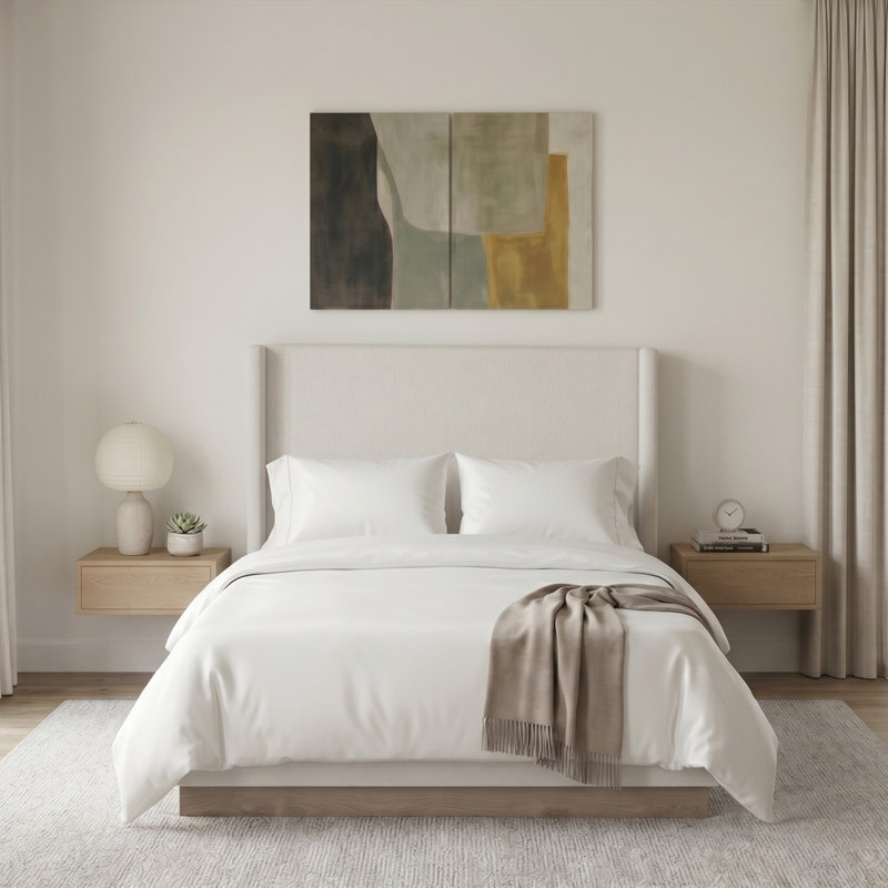 Hale Upholstered Wingback Bed, Boxspring Required, Queen