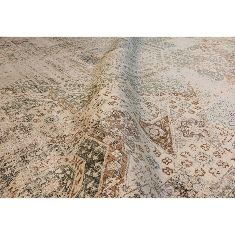 Geometric Area Rug in Beige, Rectangle 6' x 9'