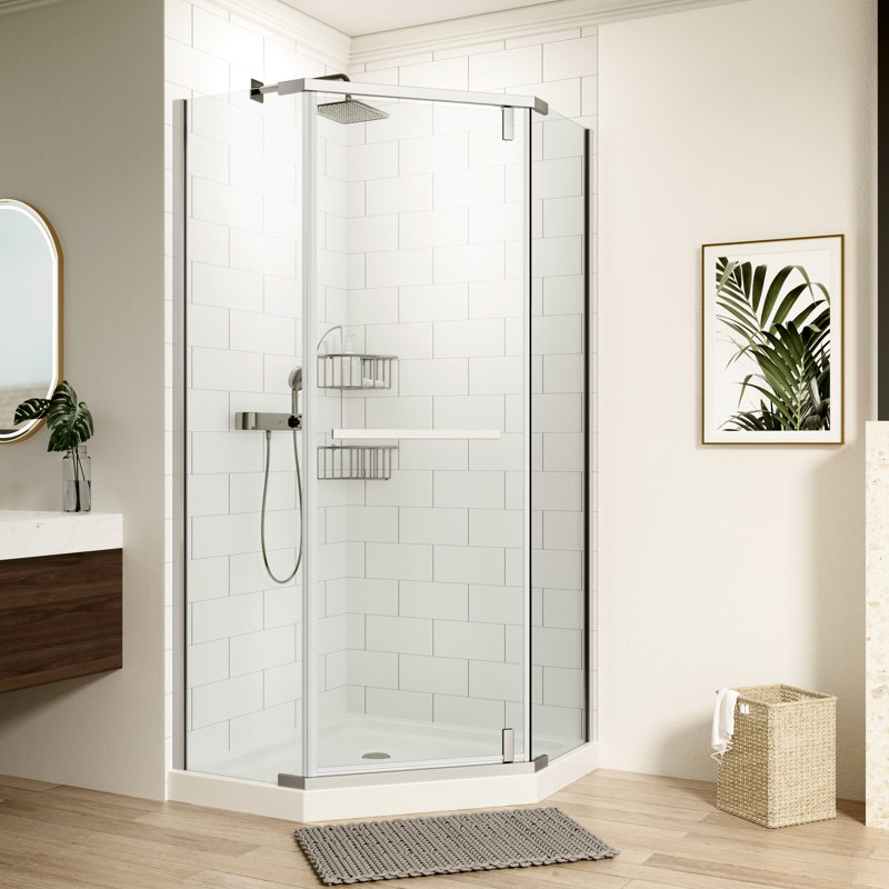Shower Door Pivot - 1/4" Tempered Glass 34.75 In. X 72 -angle Enclosure Fluid System Robust Leakage Capacity Finish Effortless Movement Trustworthy Feature