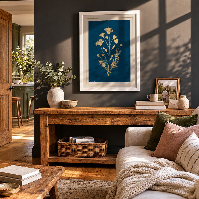 Gilded Botanical - Framed Print, A3 - 42.0 x 29.7 cm, White