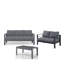 3-Piece Modern Aluminum Patio Conversation Set, 5-Seat Outdoor Sofa With  Thick Dark Gray Cushions & Gray Frame And Coffee Table-1665080688