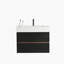 Meuble-lavabo de 30 pi avec lavabo en quartz d'ingénierie et tiroirs noirs doux, meuble-lavabo mural flottant pour salle de bain moderne, lavabo blanc brillant une pièce, KD-364989460