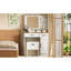 Coiffeuse blanche avec miroir, lumières, 3 modes, 2 tiroirs, tablettes réglables, armoire latérale pour miroir et armoire de coiffeuse de style chambre à coucher