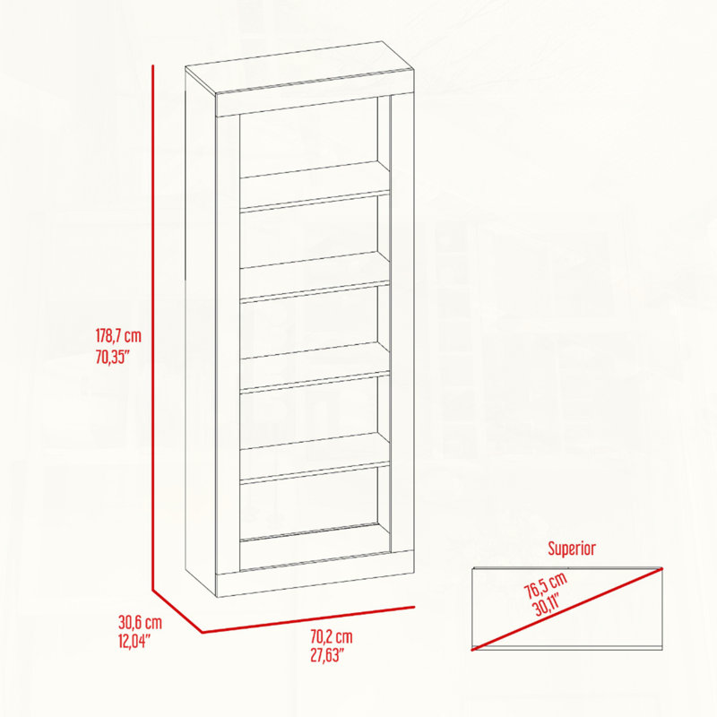 Bibliothèque verticale Andina avec 5 tablettes