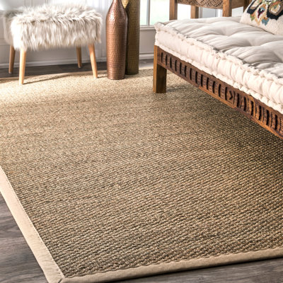 Angelica Solid Colour Bamboo Slat / Seagrass Area Rug
