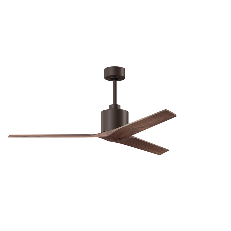 Mollywood - 42" Ceiling Fan - Textured Bronze Finish - Matte Black Blades, Textured Bronze, Walnut, 60"