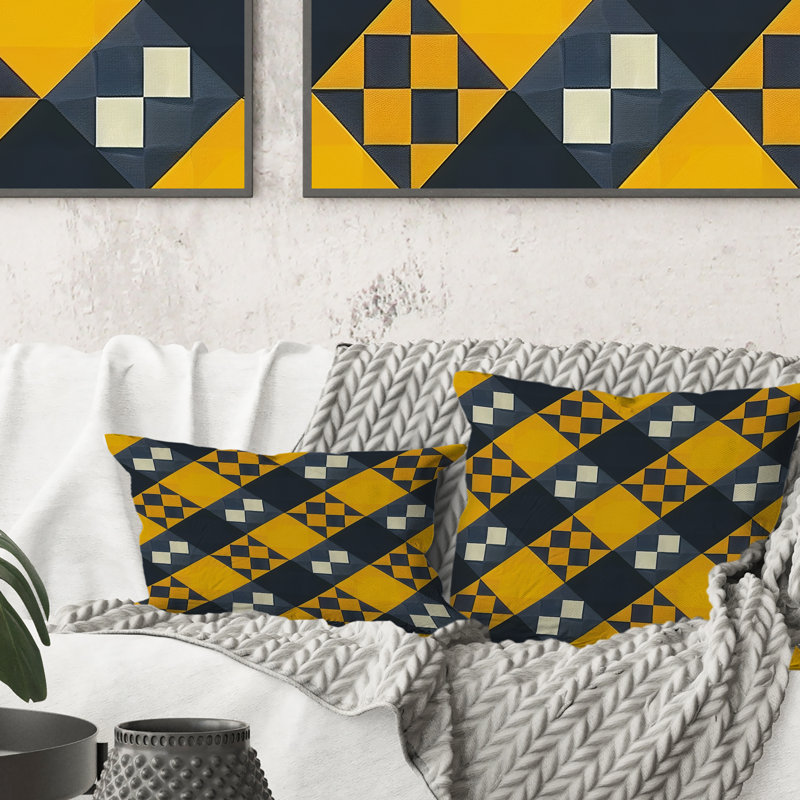 Coussin jaune moderne Modern Houndstooth I