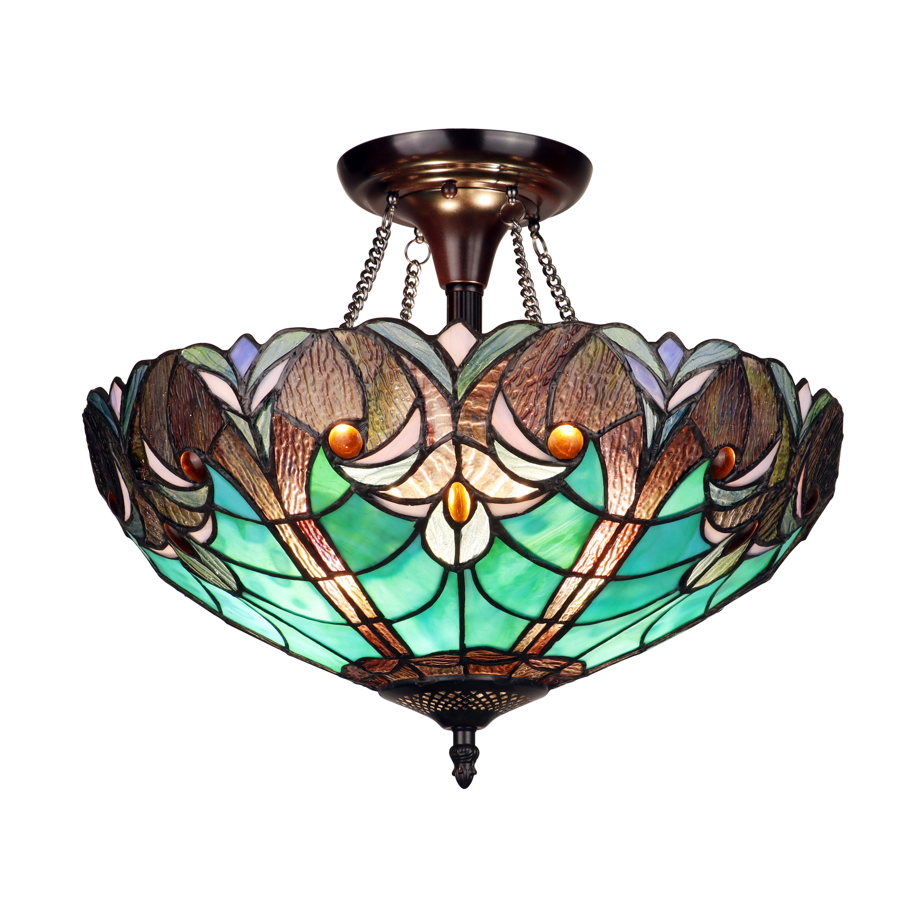 Astoria Grand LIAISON Victorian-Style 2-Light Antique Dark Bronze Finish Ceiling Semi-Flush Mount 16" Wide | Wayfair