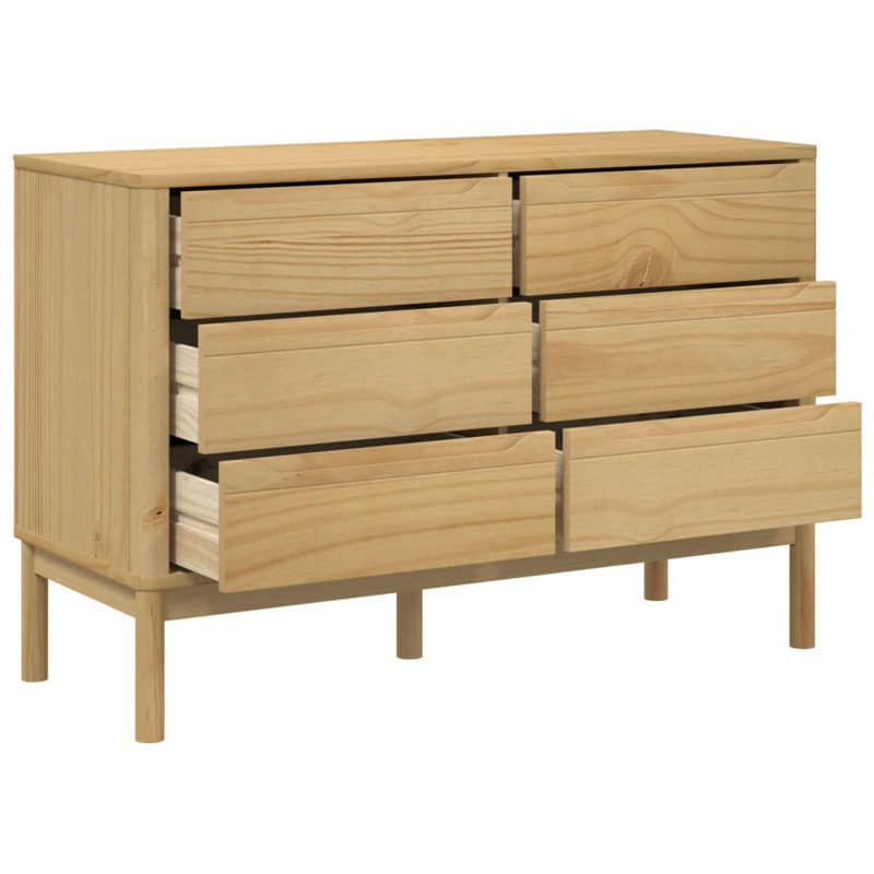 Latitude Run® Chest Of Drawers FLORO Solid Wood Pine, Wax Brown
