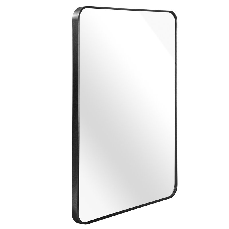 Miroir mural 30 po x 40 po en métal noir pour salle de bain - verre 4 mm, aluminium rouille, cadre enveloppant incassable, film de protection HD