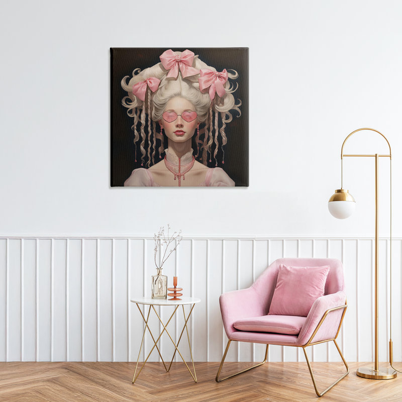 Femme rococo, toile opulente à rubans, design par Grotto Studios, H 30 po x l 30 po