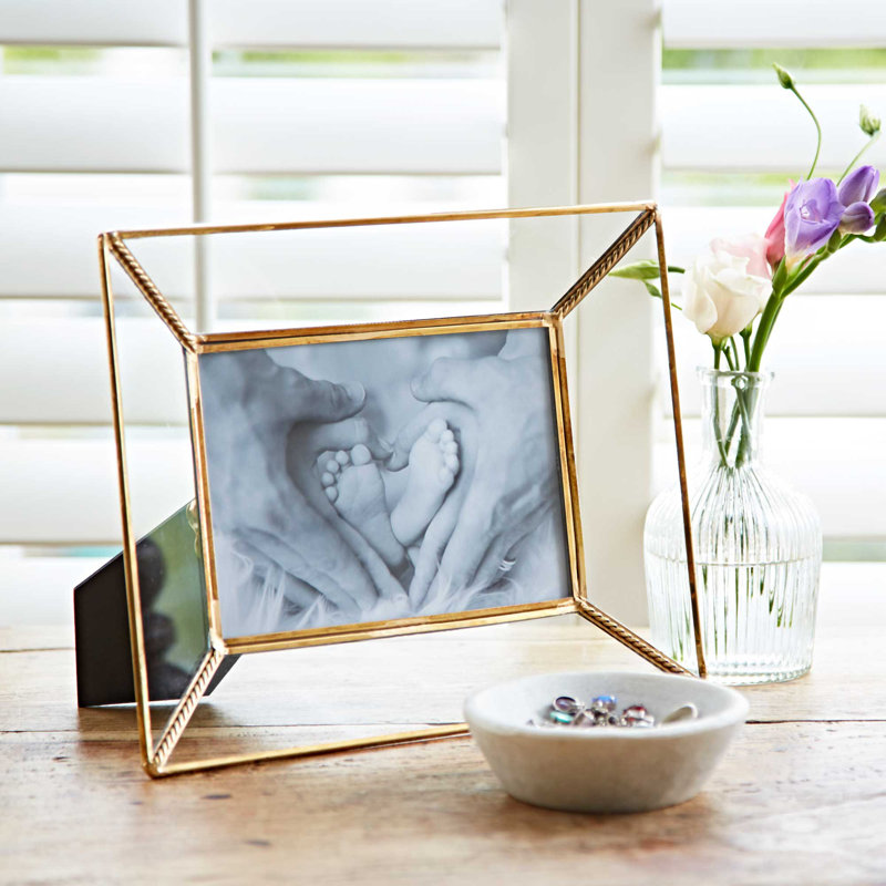 Anjana Recycled Glass and Gold Metal Photo Frame, 23.5cm H x 18.50cm W x 3.50cm D