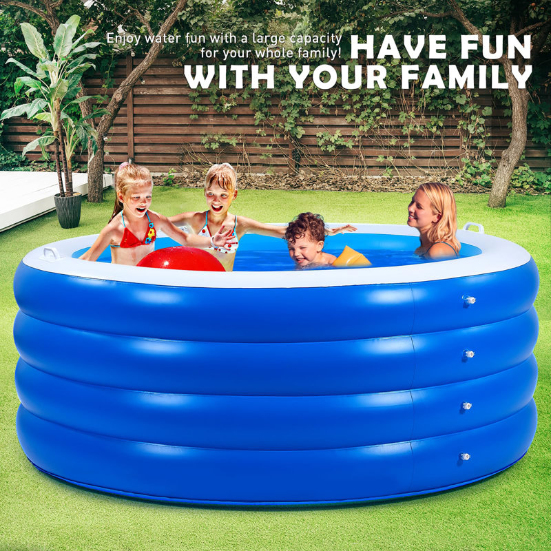 72" X 30" Round Inflatable Swimming Pool, Blue