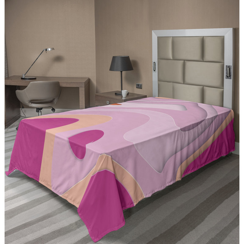 Drap plat moderne de style bohème Ambesonne, Magenta foncé / motif abstrait rose doux 1, Drap plat pour lit simple