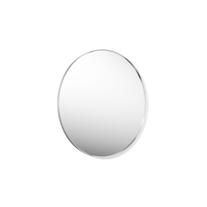 Essential Round Wall Mirror, Bathroom/Vanity Mirror with Frame, Polished Chrome, 42" H  x 42" W x 1.38'' D
