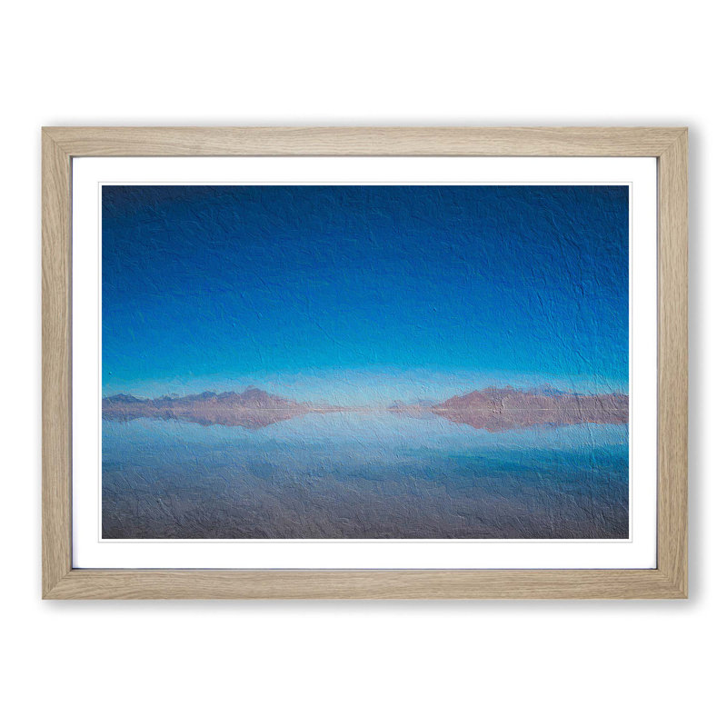 The Great Salt Lake in Utah - Picture Frame Painting Print, 27cm H x 36cm W x 2cm D, Oak Framed