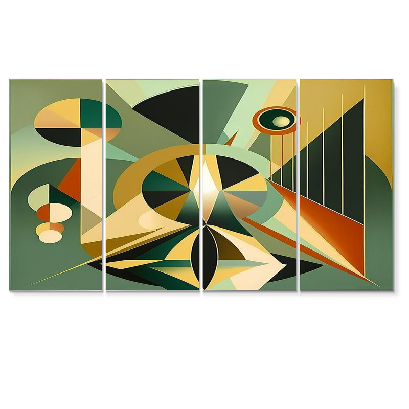 Ensemble d'art mural géométrique 4 pièces, H 32 po x l 64 po