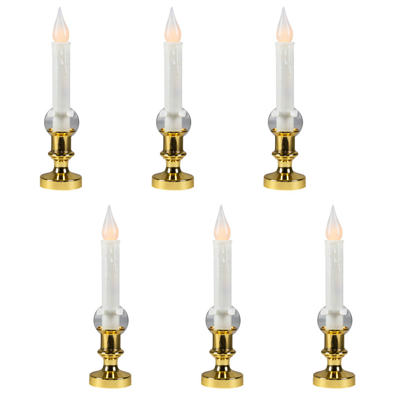 Flickering LED Window Candles With Timer - 8.5" - White - Set Of 6, 6