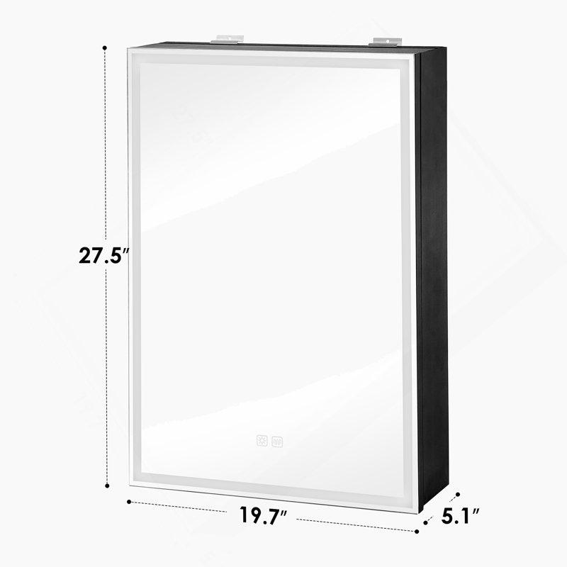 Miroir de salle de bain à DEL avec éclairage à intensité variable antibuée, réglage de 3 couleurs et fonction de mémoire de rangement