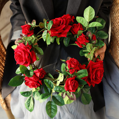 Rose Vine Artificial Flower Garland Fake Hanging Rose Ivy Plants 6ft