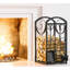 Porte-bûches d'intérieur, porte-outils de foyer, porte-bûches d'extérieur, rangement en bois, ensemble d'outils de foyer empilables, accessoires pour poêle à bois, noir